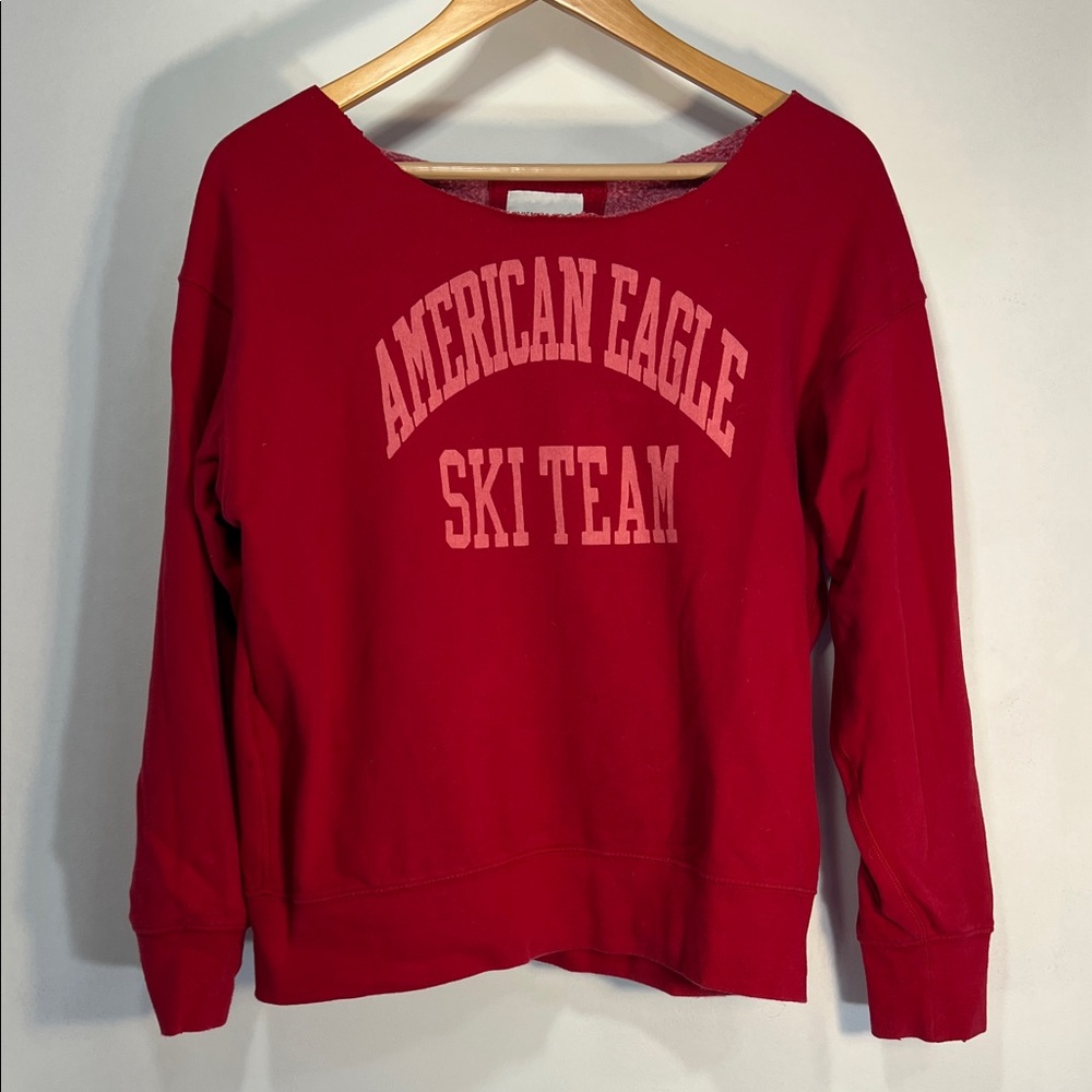 American Eagle Outfitters Bold Red Ski Team Sweatshirt Olympics